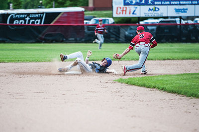 Tanner Smith slides into second base